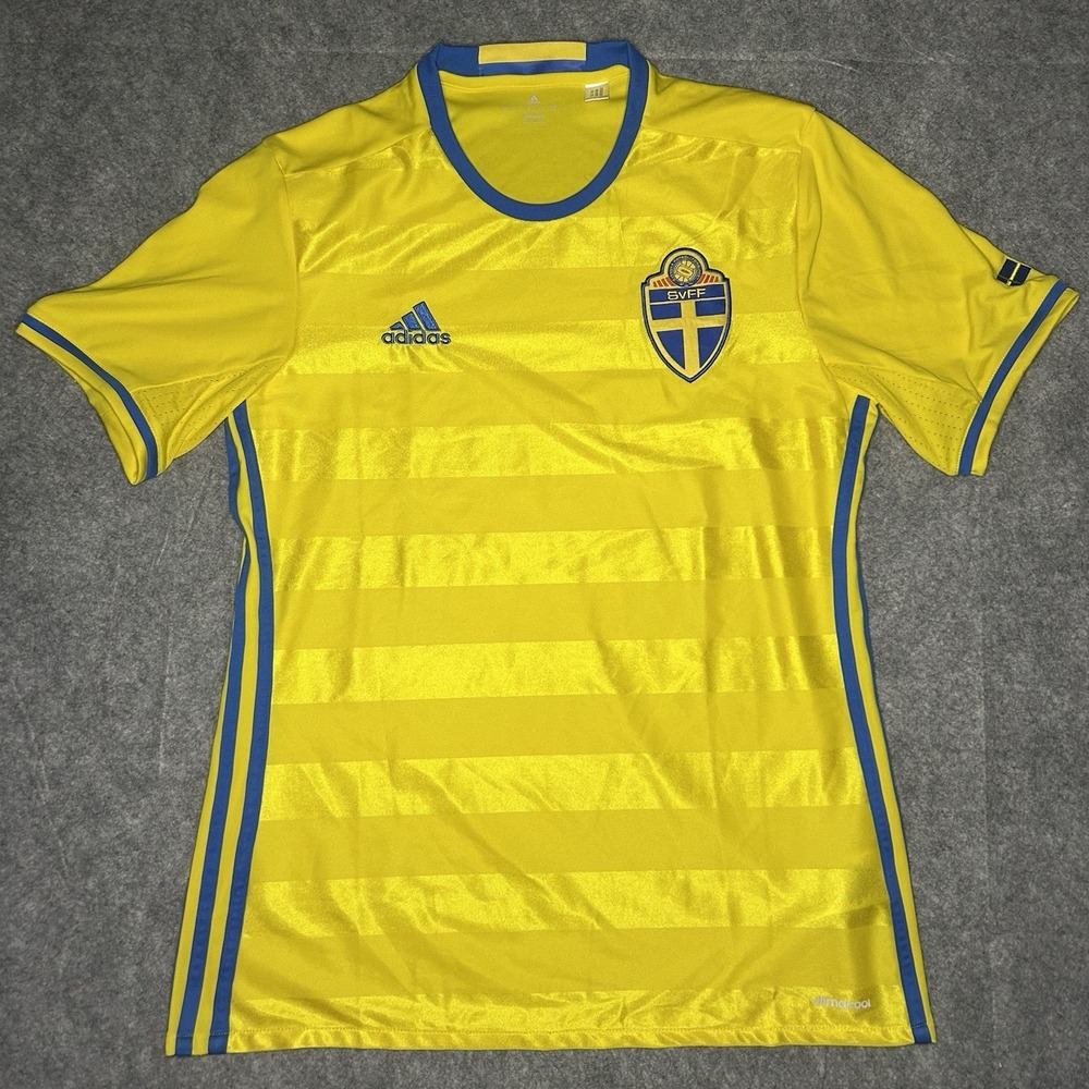 Adidas Mens Medium Sweden National Team 2016 Home Shirt Football Soccer Jersey